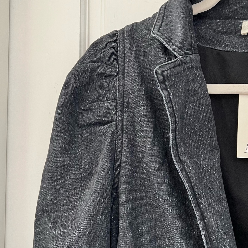 Black denim single button blazer - Picture 2 of 8